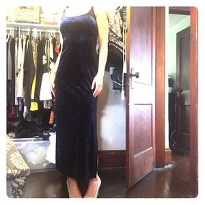 🌌Midnight Blue Velvet Strappy Evening Dress🌌